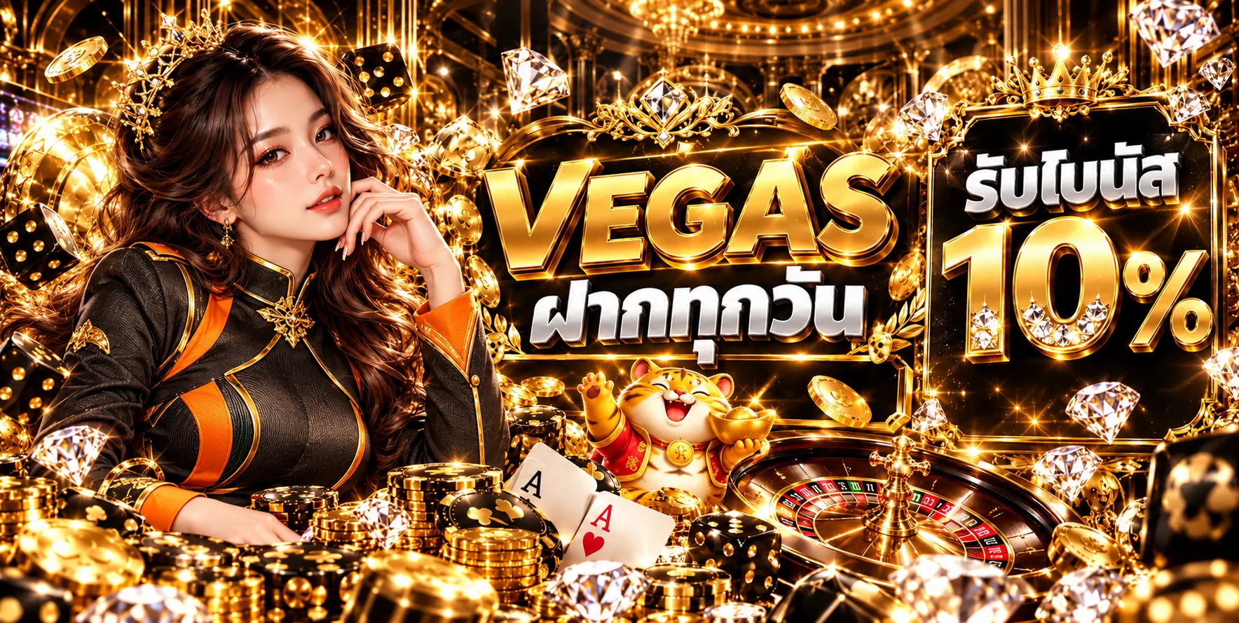 ภาพ VEGAS สล็อตออนไลน์โบนัสฝากพร้อมมาสคอตเสือ